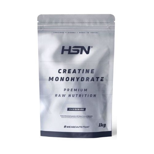 Creatina Monohidrato de HSN en envase minimalista, nutrición deportiva para mejorar rendimiento